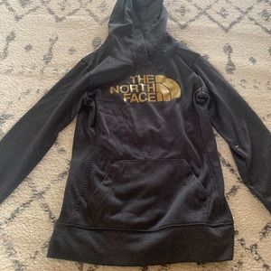 Women’s xs north face hoodie with gold writing